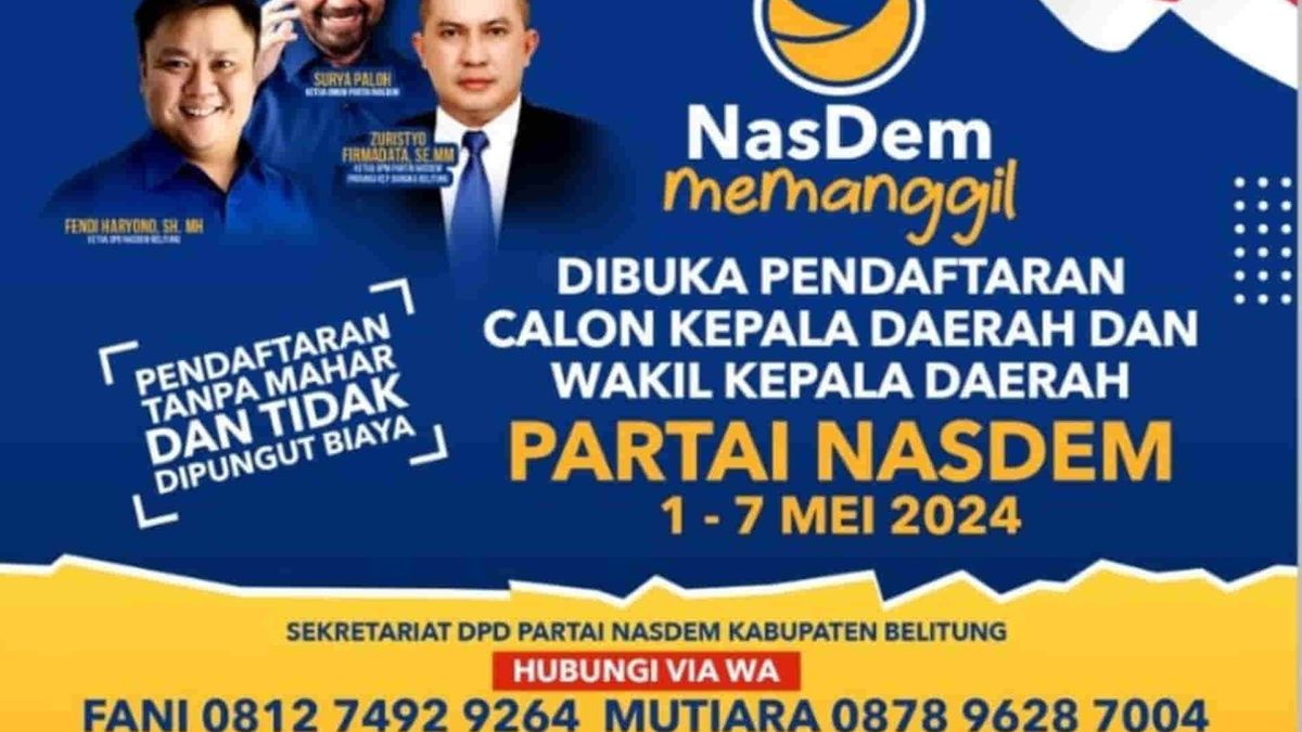 Dpd Nasdem Belitung Buka Pendaftaran Bakal Calon Bupati Dan Wakil