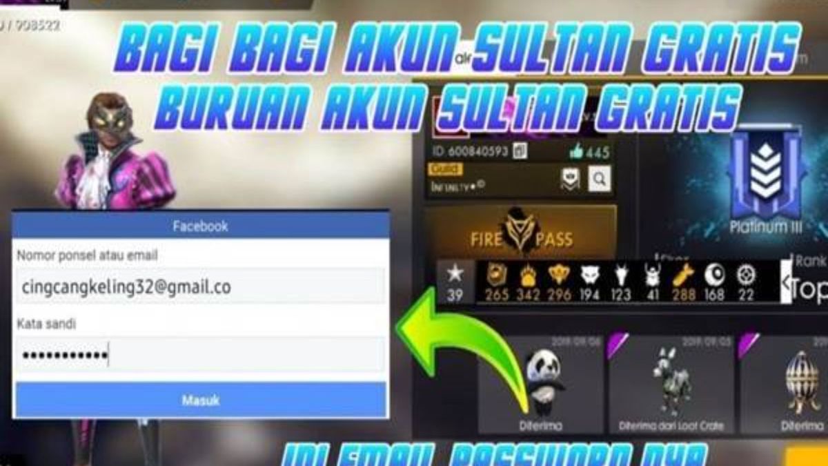 No Tipu 20 Akun FF Sultan Gratis FB Google Masih Aktif Hari Ini 15 Mei