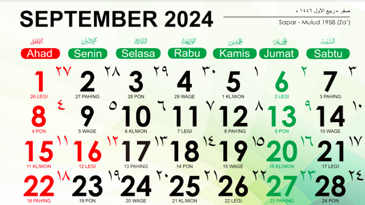 Kapan Malam Jumat Kliwon September 2024 Ini Kalender Jawa Bulan