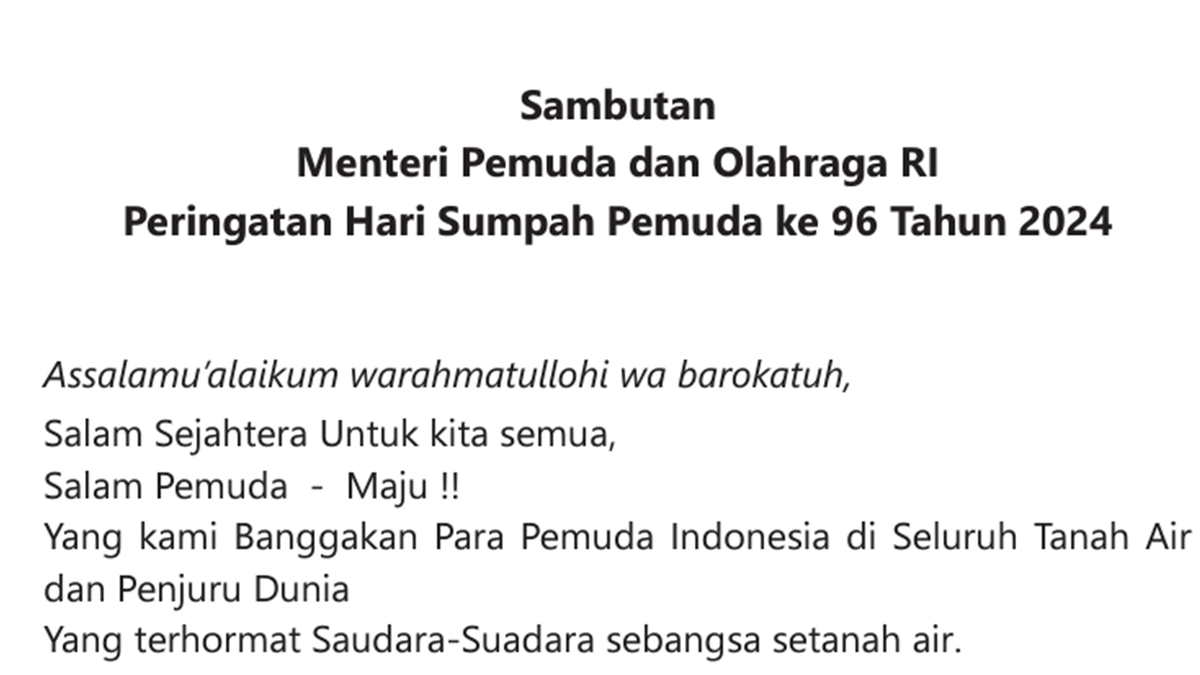 Teks Pidato Sumpah Pemuda Sambutan Kemenpora Pdf Resmi Untuk