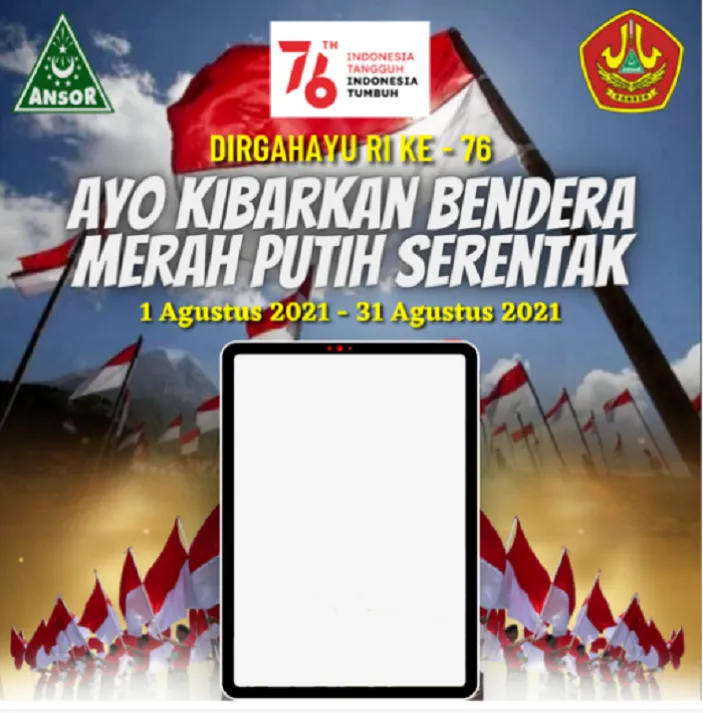 Twibbon Ayo Kibarkan Bendera Merah Putih Serentak Anggota Ansor Banser