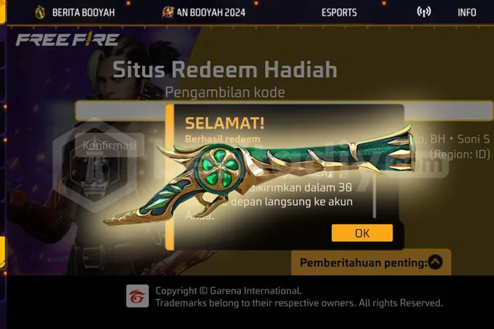 Update Kode Redeem Ff Gratis Oktober Klaim Senjata Epic Scar