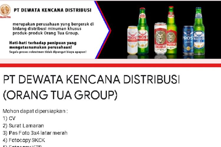 Orang Tua Group Buka Management Trainee Sales Supervisor Penempatan