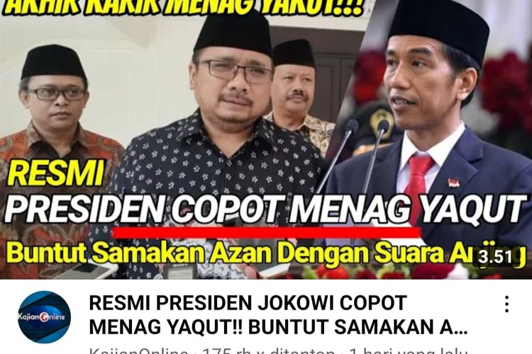 Viral Di Media Sosial Benarkah Jokowi Pecat Menag Gus Yaqut Dari