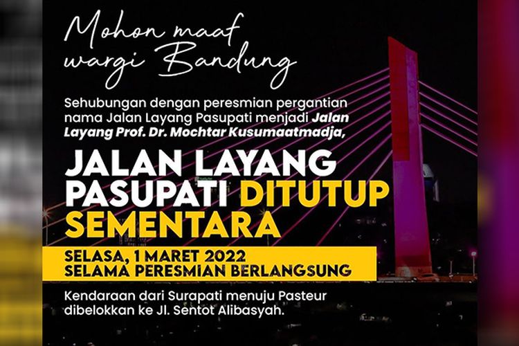 Hari Ini Ada Rekayasa Lalu Lintas Saat Peresmian Ganti Nama Flyover