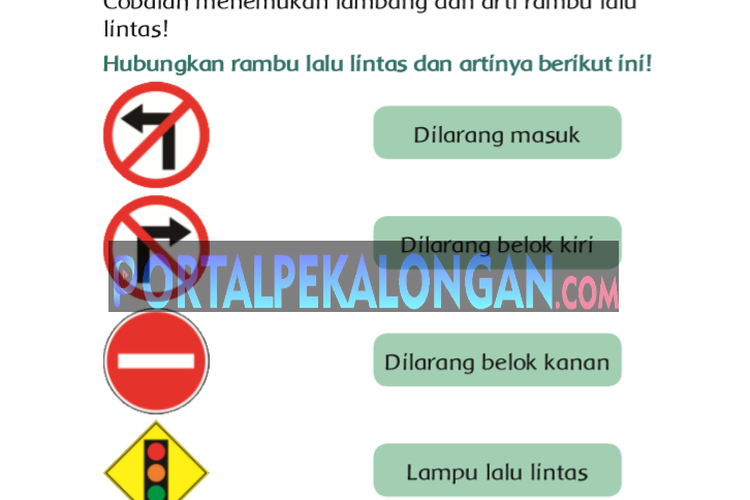 Kunci Jawaban Tema Kelas Halaman Hubungkan Rambu Lalu Lintas