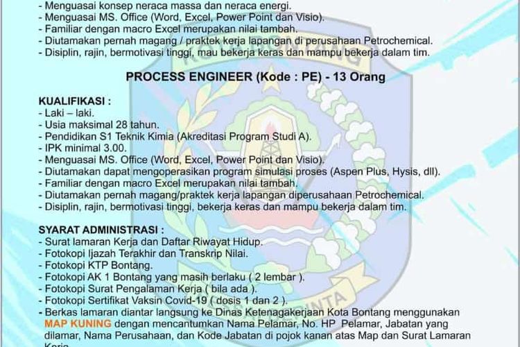 Info Loker Bontang Pt Yepeka Usaha Mandiri Cek Kualifikasi Syarat