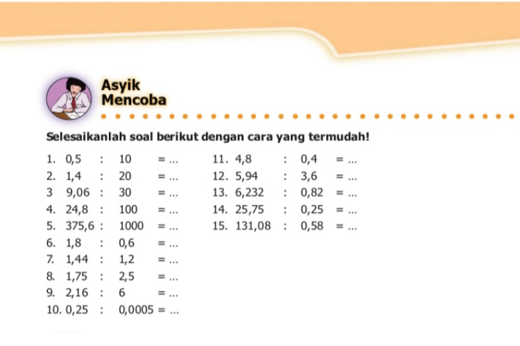 Kunci Jawaban Matematika Kelas 5 SD MI Halaman 39 Asyik Mencoba Pada