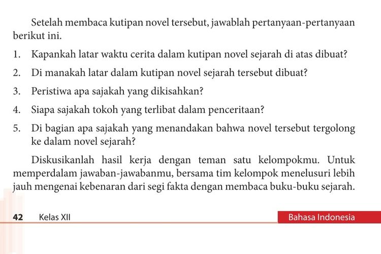 Kunci Jawaban Bahasa Indonesia Kelas 12 Halaman 42 Kutipan Novel Gajah