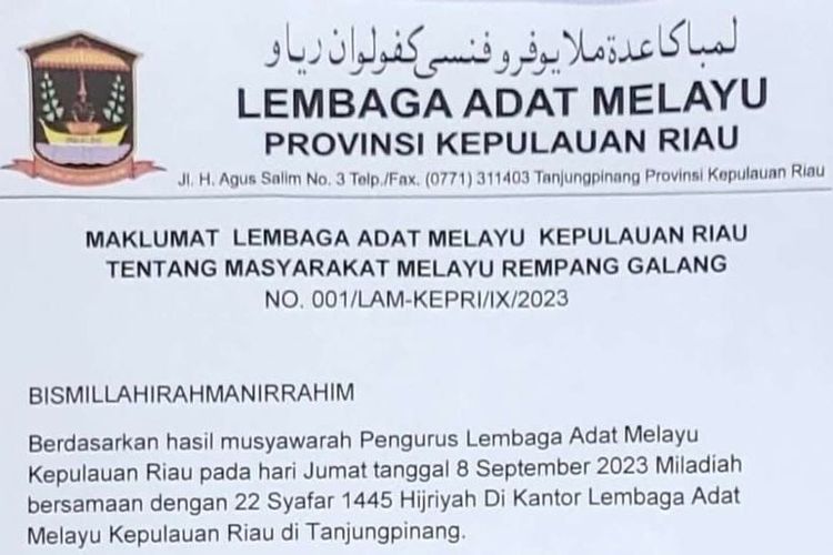 Lembaga Adat Melayu Kepri Minta Relokasi 16 Kampung Tua Di Pulau