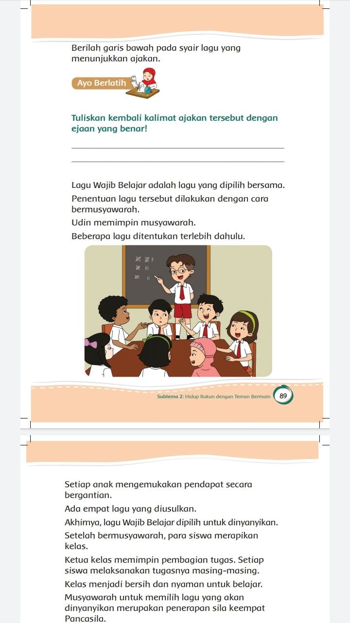 Kunci Jawaban Tema Kelas Halaman Tulis Kalimat Ajakan Lagu