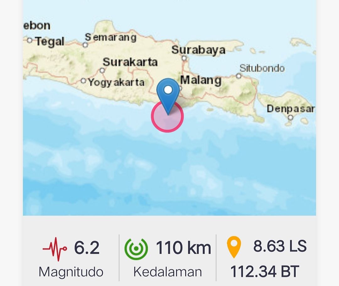 Guncangan Gempa Bumi Magnitudo Sr Terjadi Di Blitar Terasa Sampai Bali