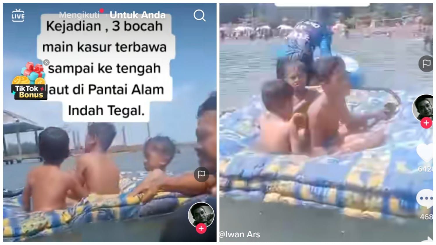 VIRAL Main Kasur 3 Bocah Terombang Ambong Ke Tengah Laut Sejauh 20 KM