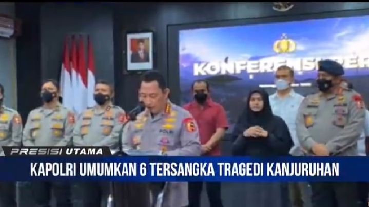 Kapolri Tetapkan Enam Tersangka Tragedi Berdarah Di Stadion Kanjuruhan