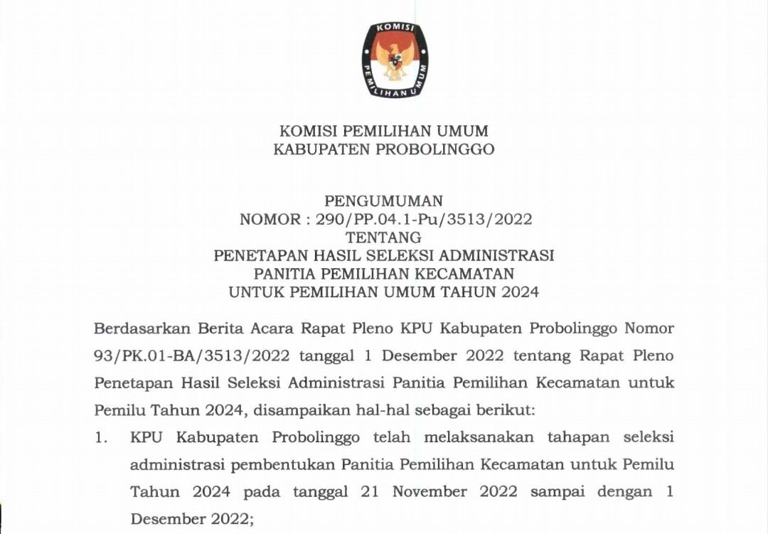 Link Pengumuman PPK Pemilu 2024 Hari Ini 3 Desember 2022 Cek Hasil