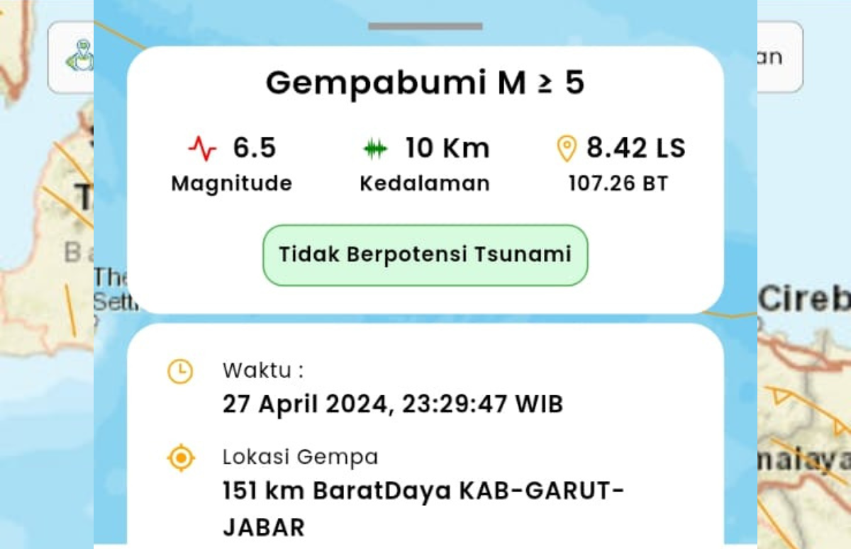 Gempa Magnitudo 6 5 Guncang Garut Jawa Barat Terasa Kuat Di Sukabumi