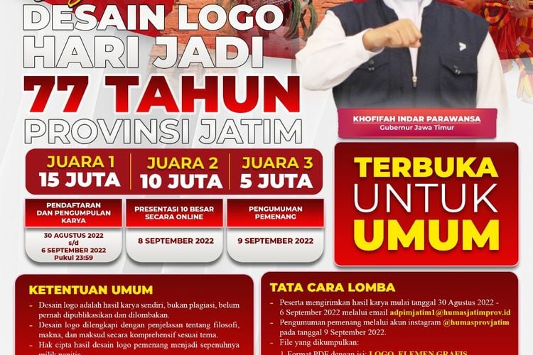 Sayembara Desain Logo Hari Jadi Ke 77 Jatim Digelar Hingga 9 Setember