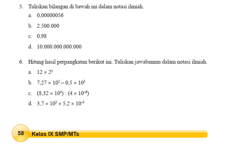 KUNCI JAWABAN Matematika Kelas Halaman Uji Kompetensi Materi Perpangkatan Dan Bentuk