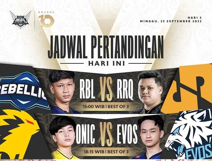 Jadwal Mpl Id S Week Hari Onic Vs Evos Legends Rbl Vs Rrq