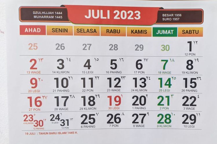 Daftar Libur Nasional Tanggal Merah Juli 2023 Dan Cuti Bersama Ada