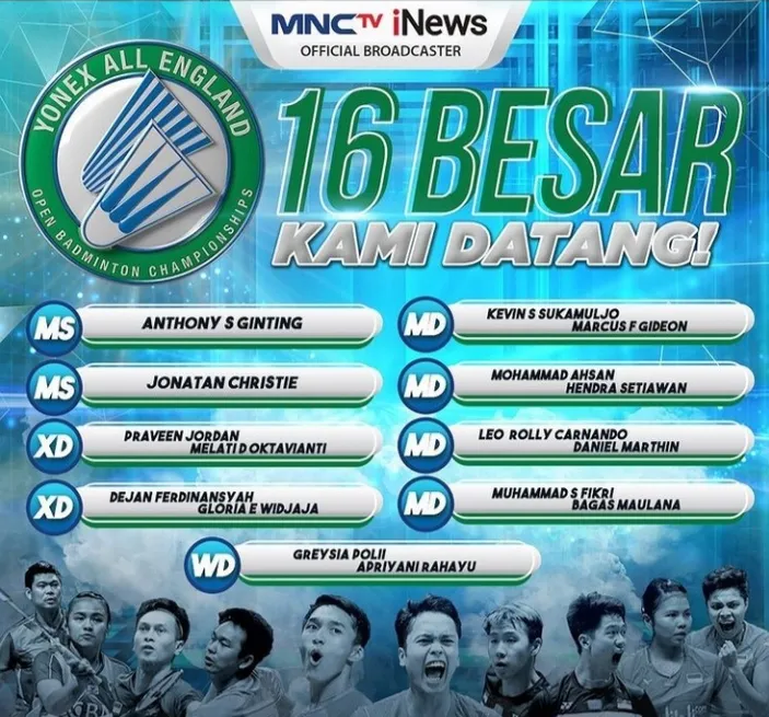 Jam Tayang All England Inews Dan Mnctv Kamis Maret Ada