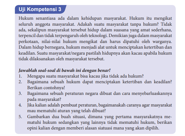 Kunci Jawaban Pkn Kelas Halaman Uji Kompetensi Materi Soal