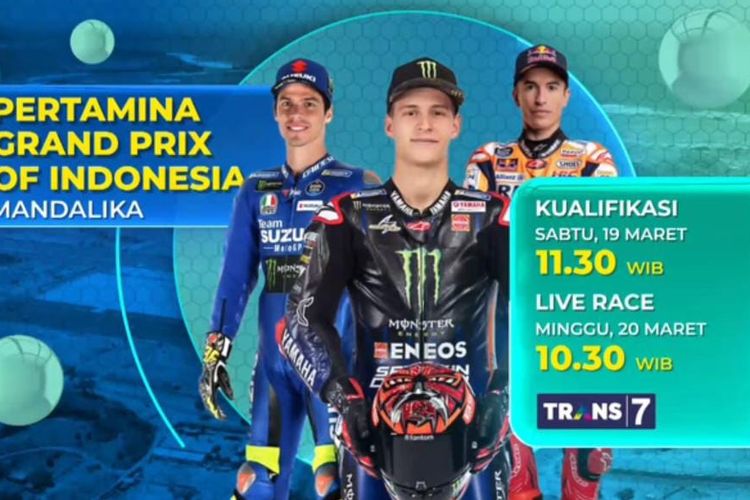 MotoGP Mandalika 2022 Hari Ini Live Race Di Trans7 Simak Jam Tayang