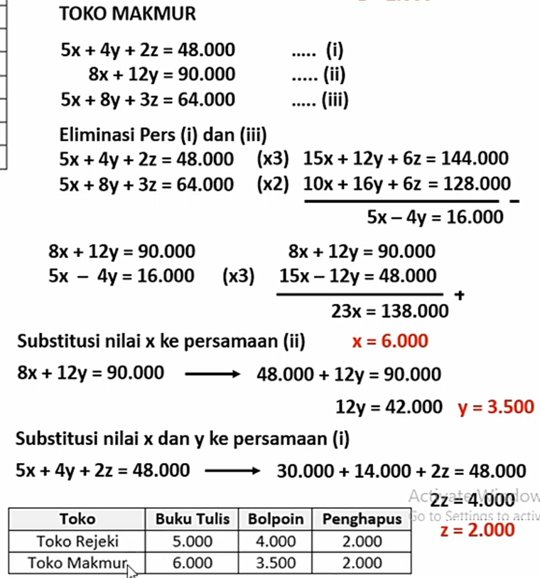 Pembahasan Soal Akm Numerasi Level 5 Kelas 10 Sma Matriks Dan Persamaan