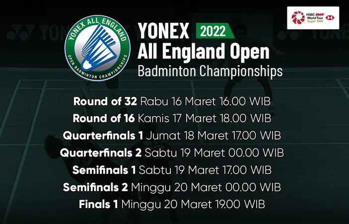 Jadwal All England Open Hari Ini Maret Lengkap Dengan Link