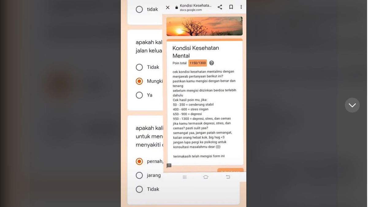 INI Link Tes Kesehatan Mental Remaja Google Form Gratis Kalkulator