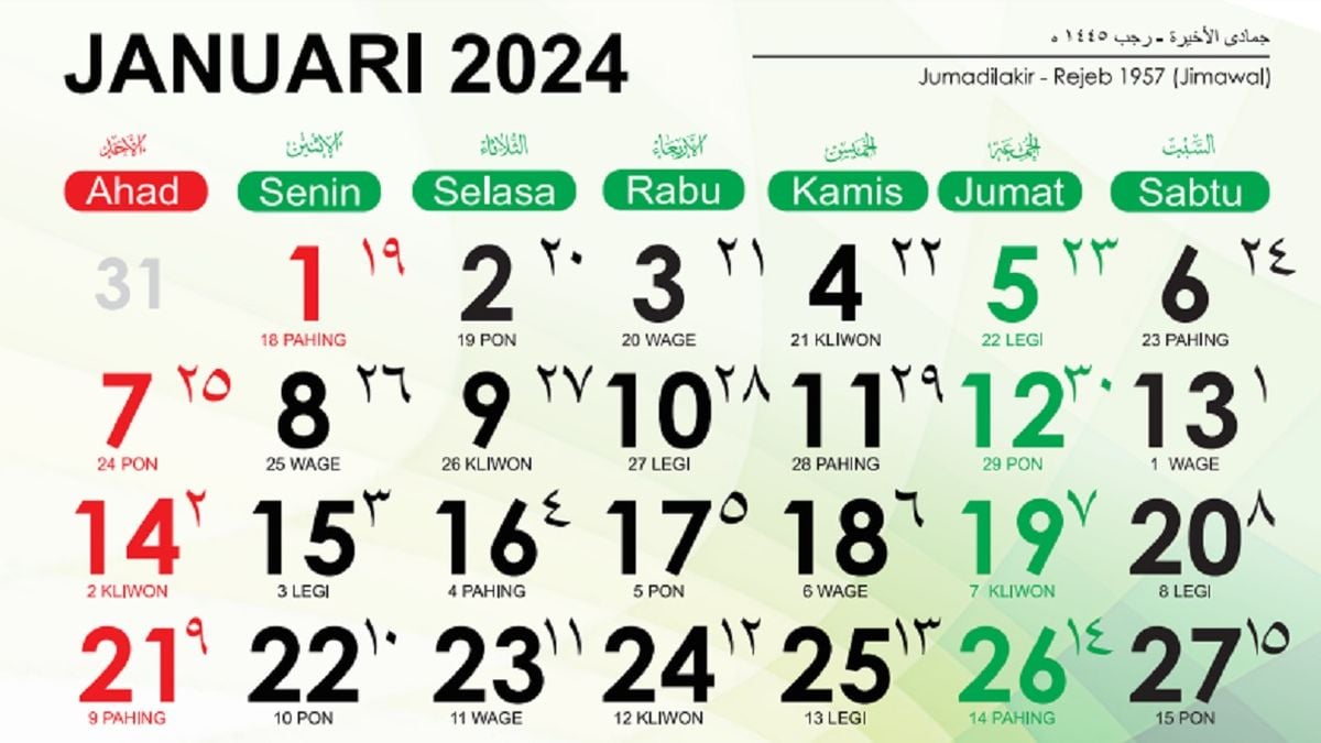 Kalender Islam Hijriah PDF, Bulan Rajab 2024 Mulai Tanggal Berapa