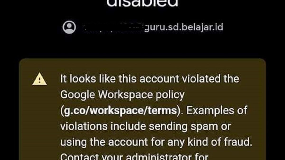 Ini Solusi Muncul tulisan Your Account has Been Disabled pada belajar ...