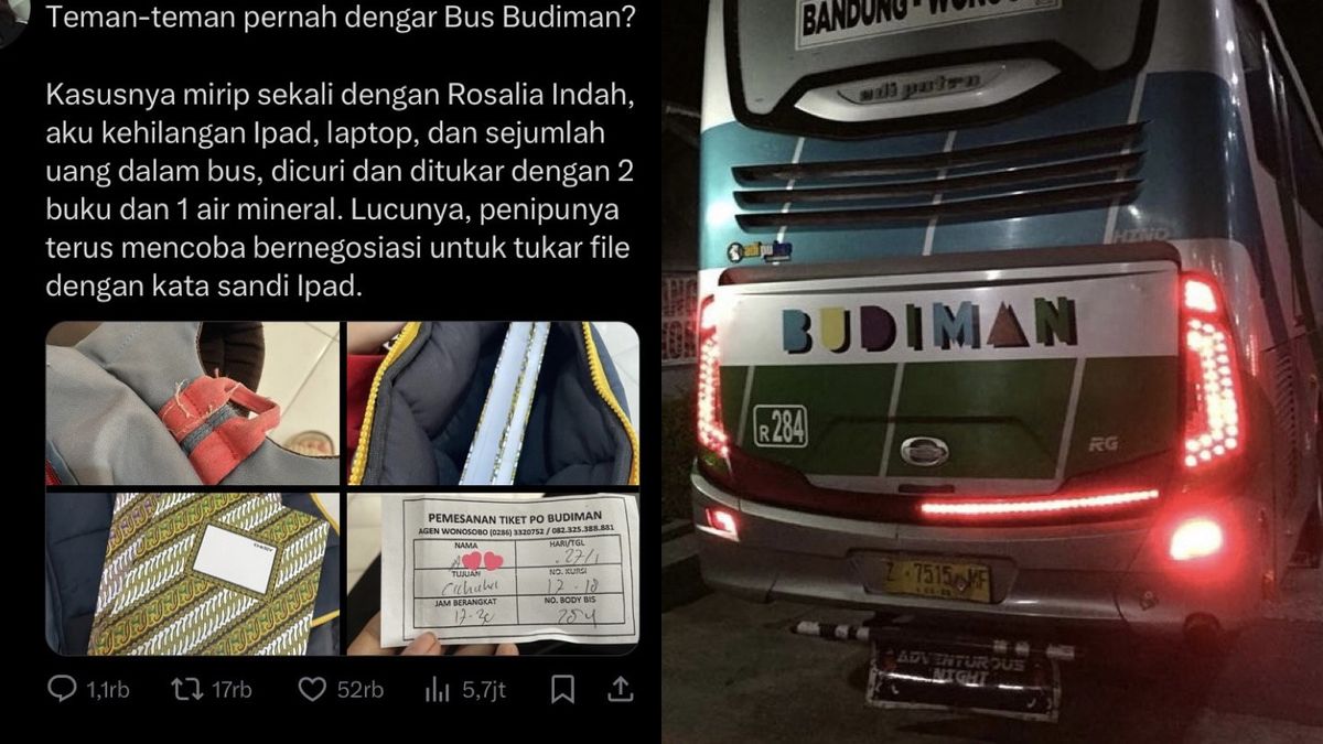 Viral! Penumpang Bus Budiman Jadi Korban Pencurian, Laptop dan iPad di  Ganti 2 Buku Kas Serta Air Mineral - Pikiran Rakyat Garut