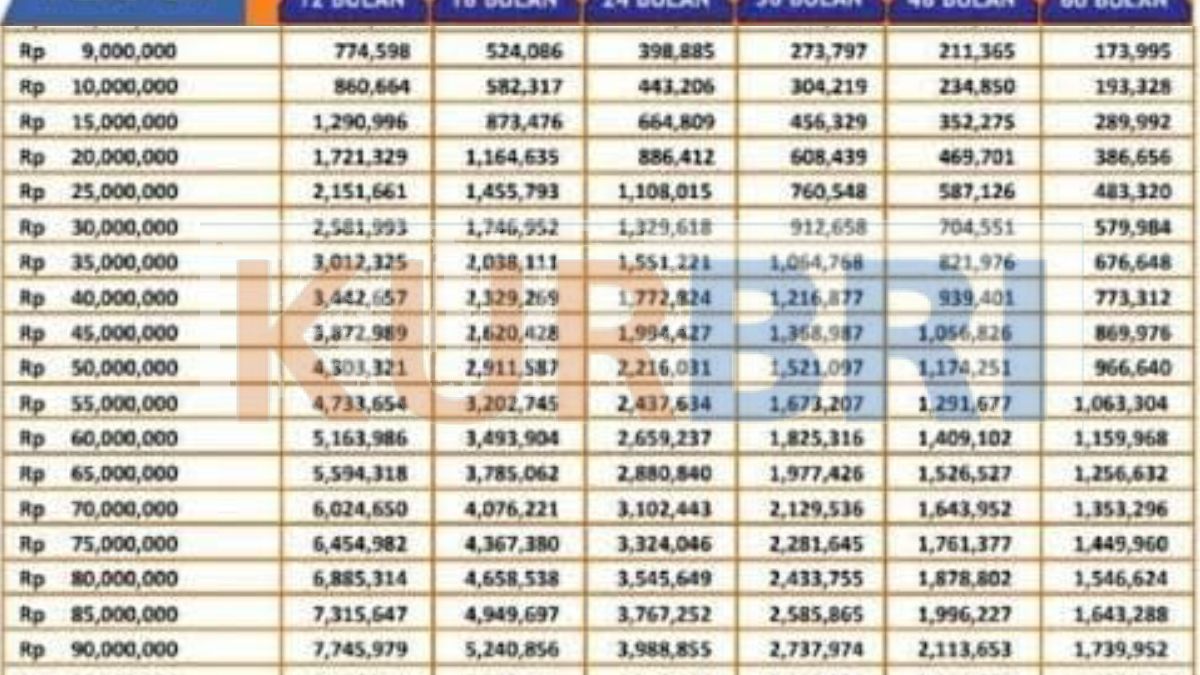 Tertarik Pinjam Uang Di KUR BRI 2024 Mikro? Daftar Tabel Angsuran 60-70 ...