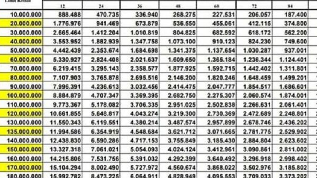 Tabel Angsuran BRI Umum 2024 50 Juta: Pahami Bunga Dan Syarat Pinjaman ...