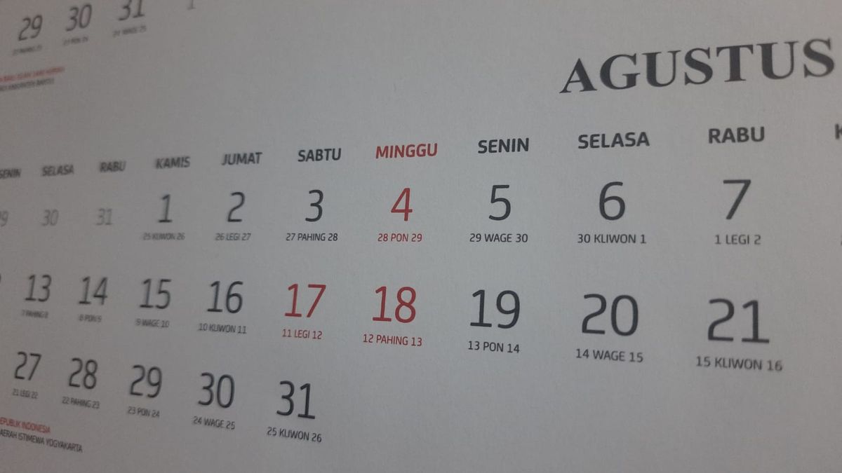 SIMAK Arti Kalender Jawa Hari Ini Minggu Pahing 18 Agustus 2024 - 12 ...