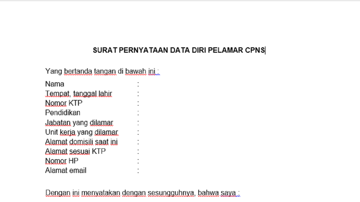 Contoh Surat Pernyataan Cpns 2024 Lengkap Dengan Link Download Dokumennya Portal Pekalongan 5320