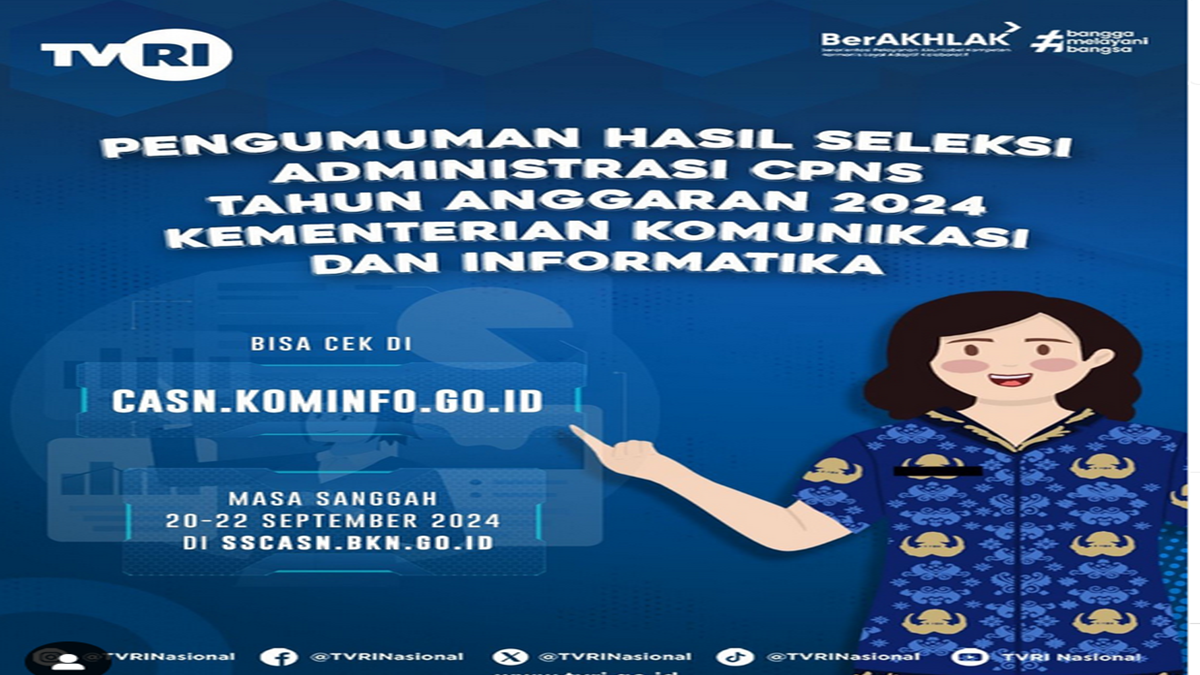 INFO HASIL Seleksi Administrasi CPNS di Kominfo LPP TVRI dan LPP RRI