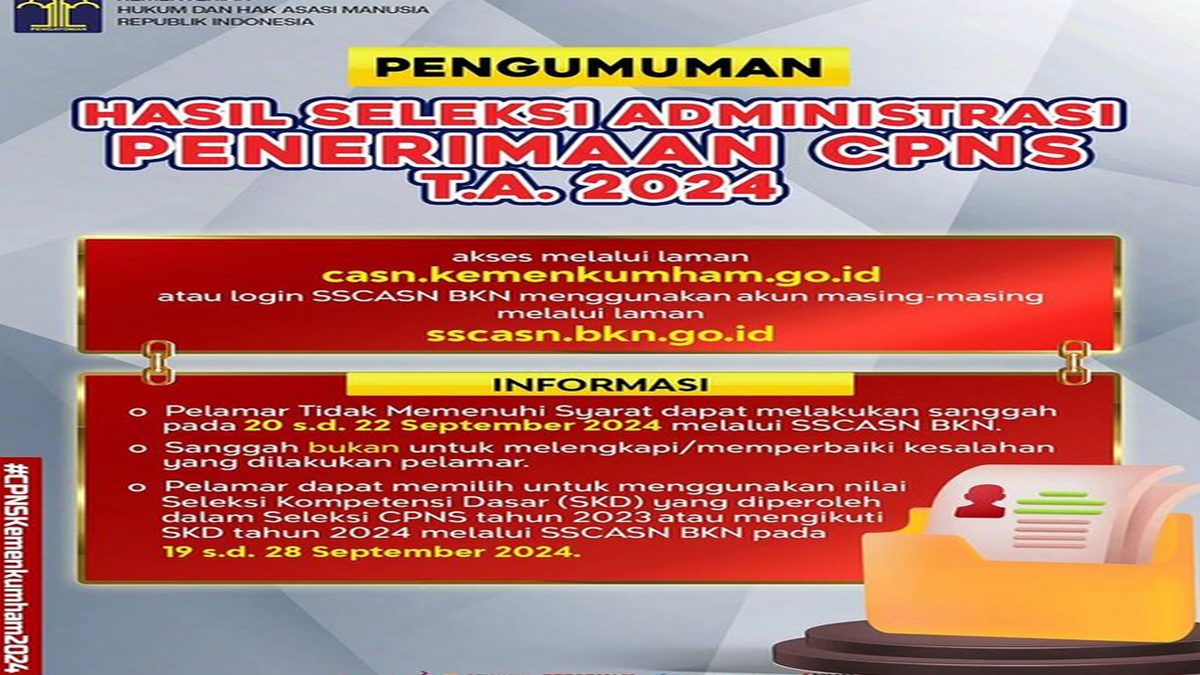 PENGUMUMAN HASIL Seleksi Administrasi CPNS Tahun 2024 Bisa dilihat di