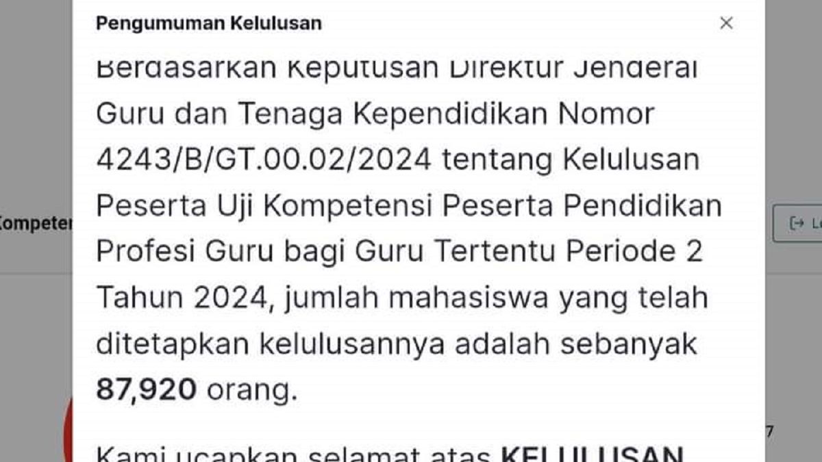 CEK DI SINI Pengumuman Kelulusan Piloting PPG Guru Tertentu 2024 Tahap ...