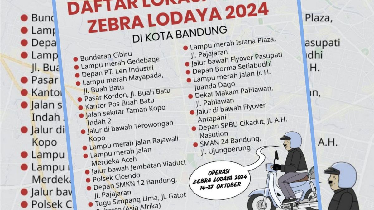 Titik Operasi Zebra Lodaya 2024 Kota Bandung, Lengkapi Surat-surat ...