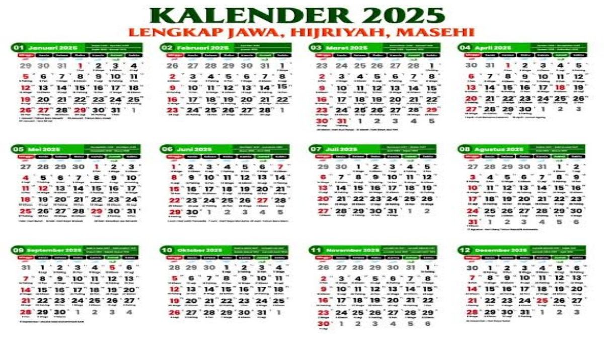 Hari Libur Nasional dan Cuti Bersama, Long Weekend di Kalender 2025