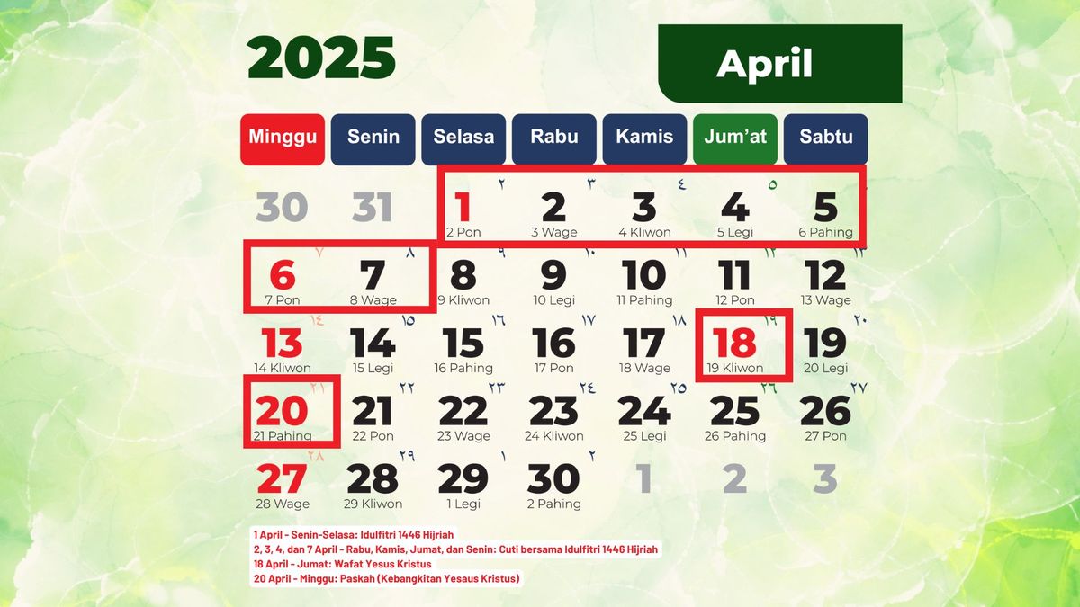 Hari Libur dan Peringatan di Bulan April 2025: Dari Nasional sampai 