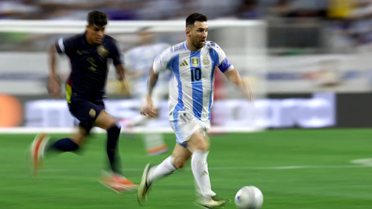 Aksi kapten Argentina Lionel Messi di Copa America 2024.