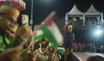 Bendera Palestina Berkibar di HUT Kota Makassar ke 416 Tahun
