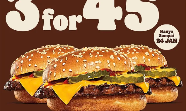 Serbu Sekarang! Dapatkan 3 Cheeseburger Hanya Dengan 45 Ribu di Burger King