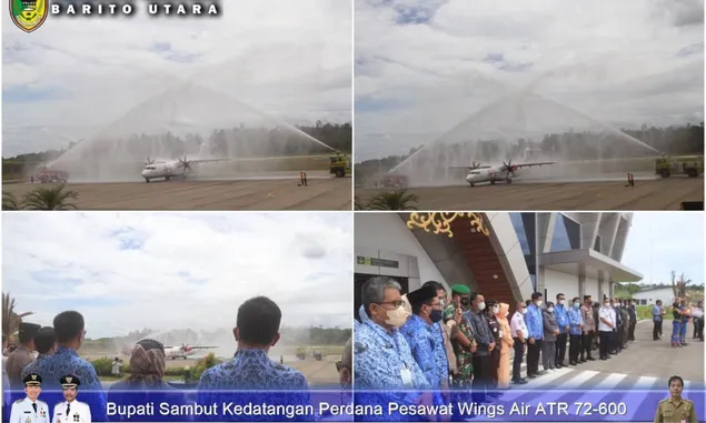 Penyambutan Penerbangan Perdana Wings Air di Bandar Udara Haji Muhammad Sidik Barito Utara