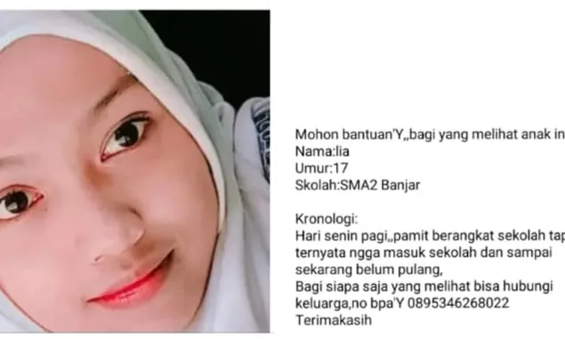 Gadis Cantik Siswi SMAN 2 Banjar Hilang Misterius Sepulang Sekolah. Orangtua Menunggumu, Nak...