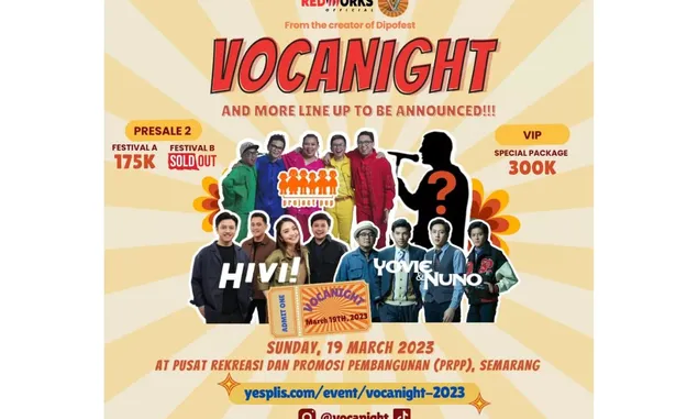 Link Beli Tiket Konser Vocanight Semarang 2023 yang Hadirkan HIVI dan Tulus! Berikut Harga Lengkapnya