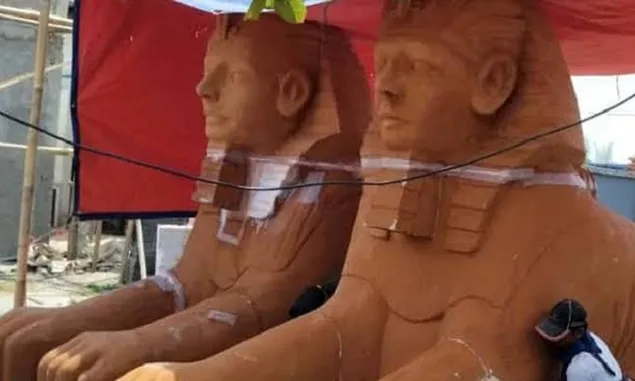 Warga Kota Banjar Tolak Pemasangan Patung Sphinx di Banjar Water Park. Masyarakat Menyebutnya Patung Firaun